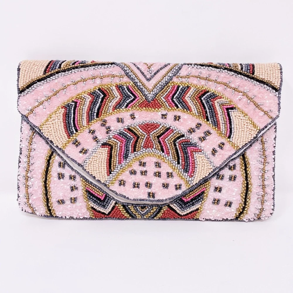 Sequins Crossbody/Clutch Pink|White - Picture 1 of 8